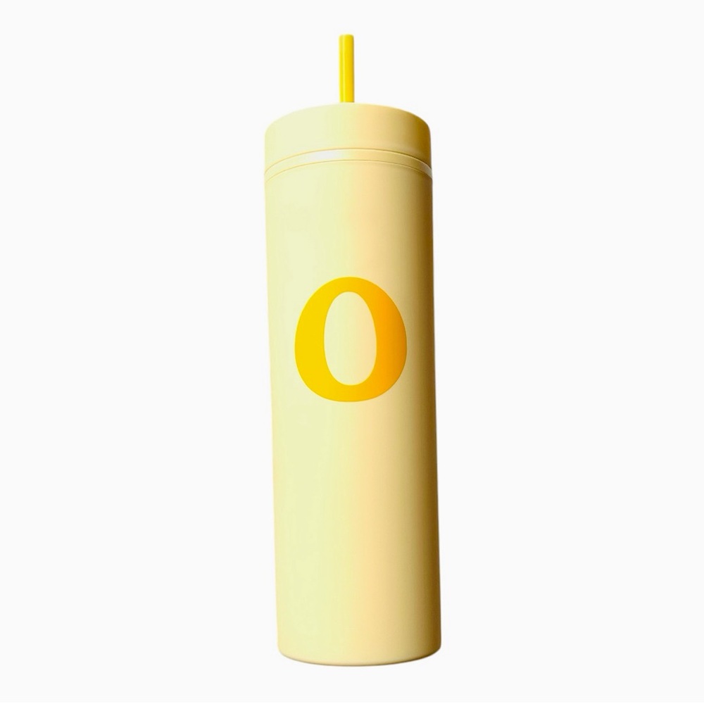 New Monogram O Yellow Tumbler with Straw 20 Oz Modern Expressions Water bottle